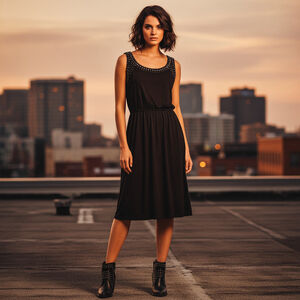 AB Studio Black Studded Sleeveless Dress Size L